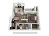 Seibles A2 1 Bedroom 3D Floor Plan Seibles A2